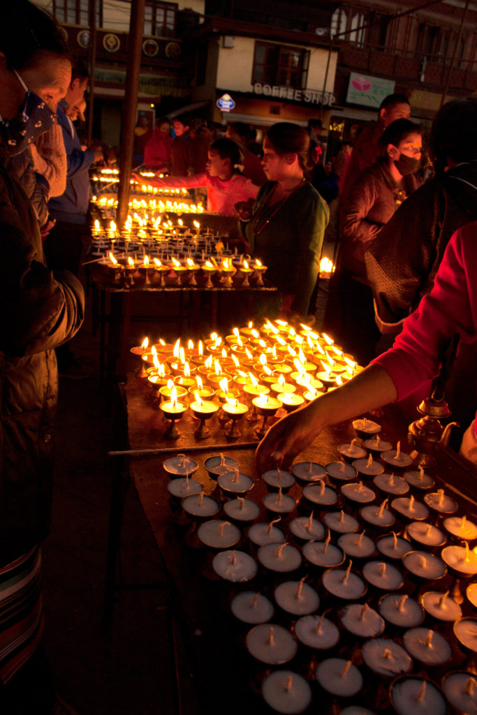 candles at the Boudhanath Stupa, Nepal