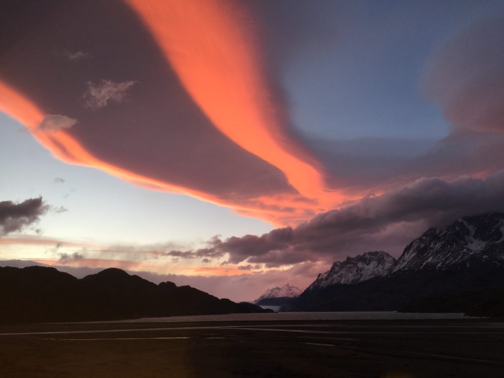 orange clouds in Patagonia