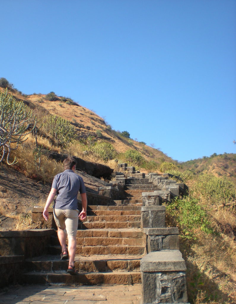 Hiking up to Bedse caves, India