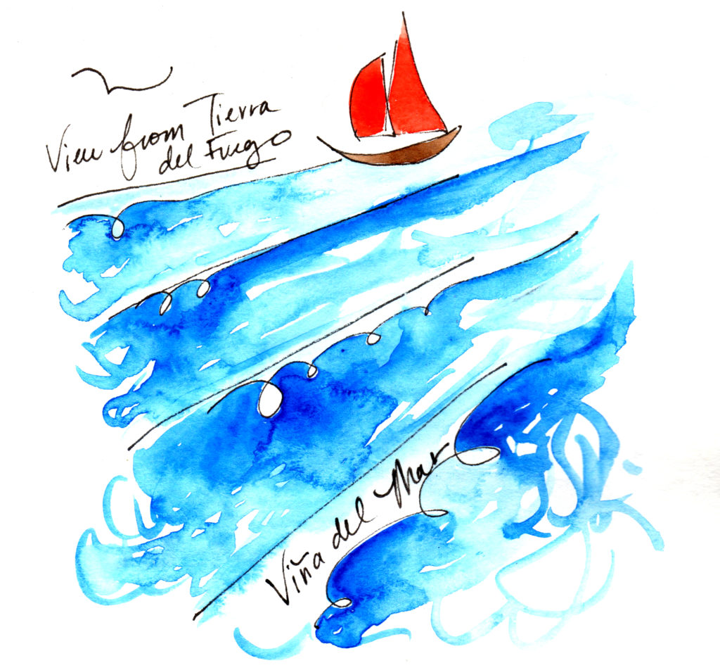 Viña del Mar, Chile, watercolor by Anna Elkins